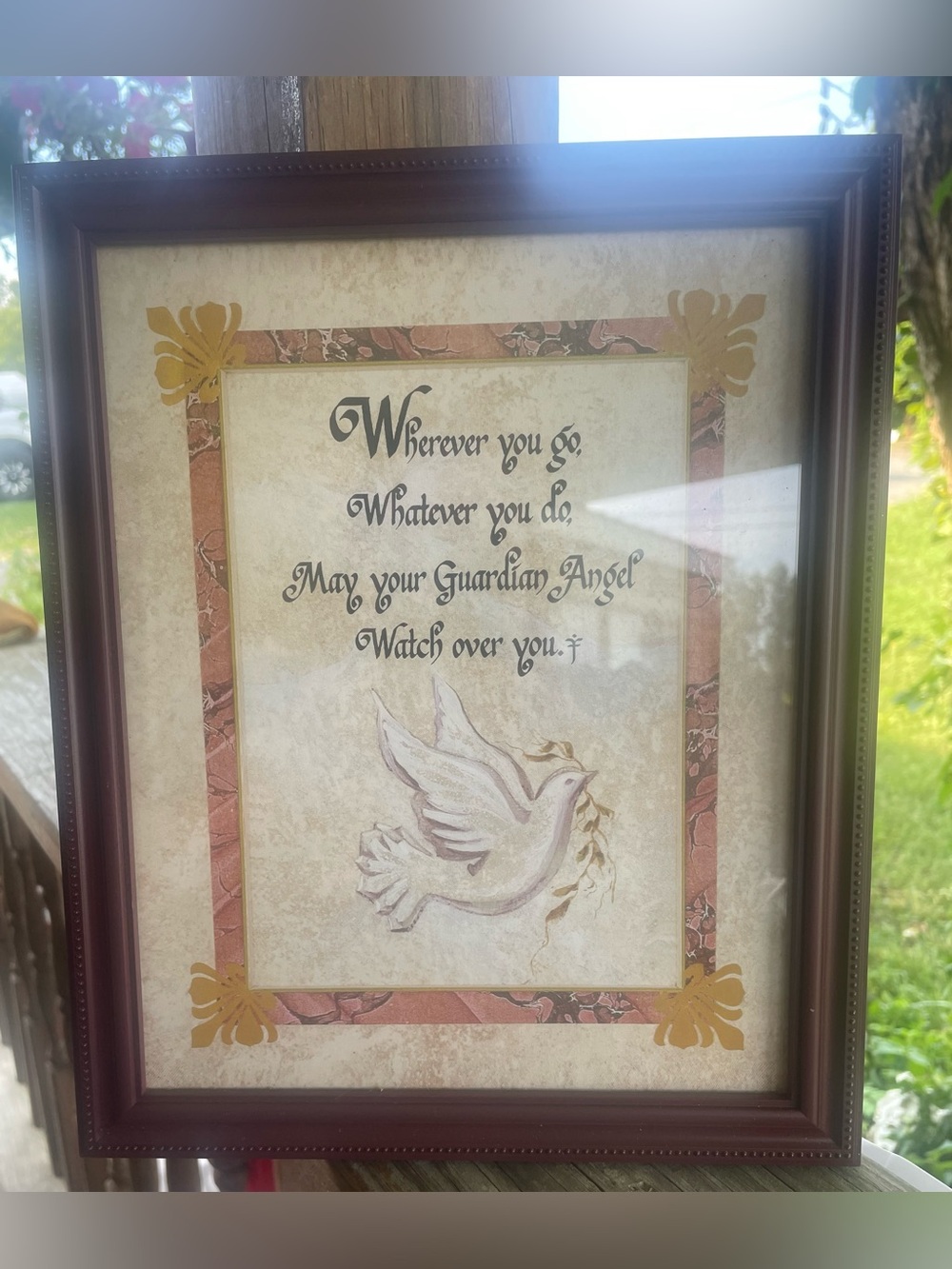 Home Interiors Framed Guardian Angel Wall Art - Cream and Brown
